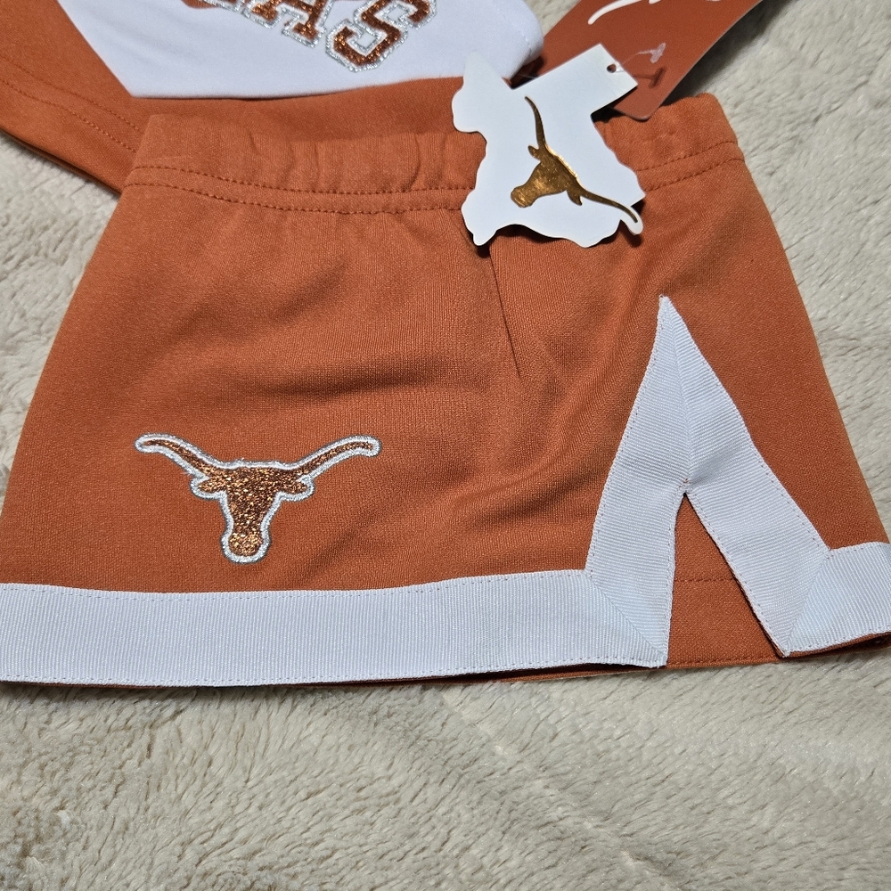 University of Texas Longhorns Cheerleader Outfit UT Baby 2 Piece Cheer, 3m  NEW - Picture 6 of 15